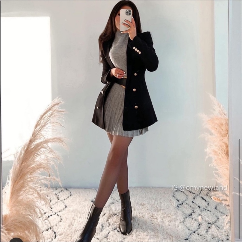 Zara shoulder pad double breasted blazer